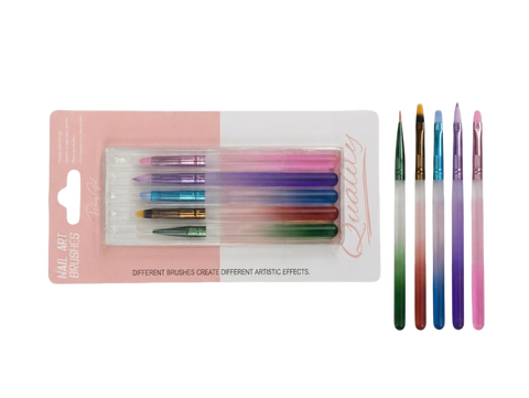Bling Girl 5-Piece Professional Nail Art Brush Set – Multi-Tip Precision Design Kit
