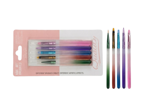 Bling Girl 5-Piece Professional Nail Art Brush Set – Multi-Tip Precision Design Kit – front view