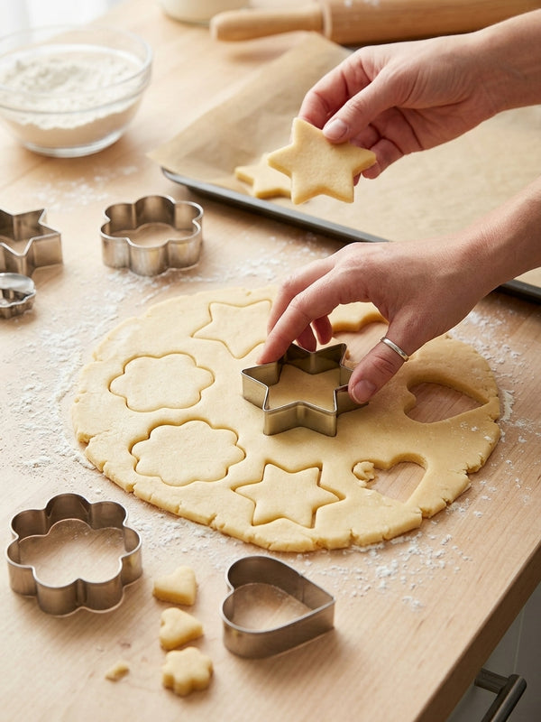 Danny Home 6-Piece Stainless Steel Cookie Cutter Set (3 Shapes, 2 Sizes Each)