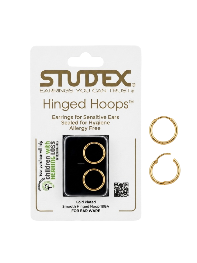 Studex Gold Plated Smooth Hinged Hoop Earrings (18 Gauge)