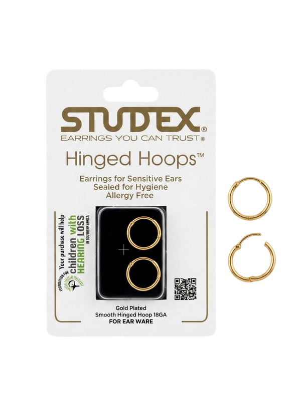 Studex Gold Plated Smooth Hinged Hoop Earrings (18 Gauge)