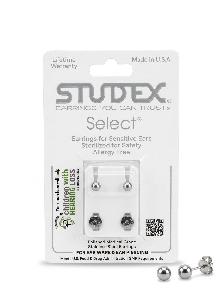 Studex® Select® Gold Plated Medical Grade Stainless Steel Ball Earrings