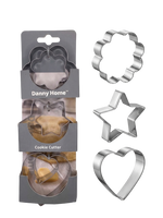 Danny Home 6-Piece Stainless Steel Cookie Cutter Set (3 Shapes, 2 Sizes Each)