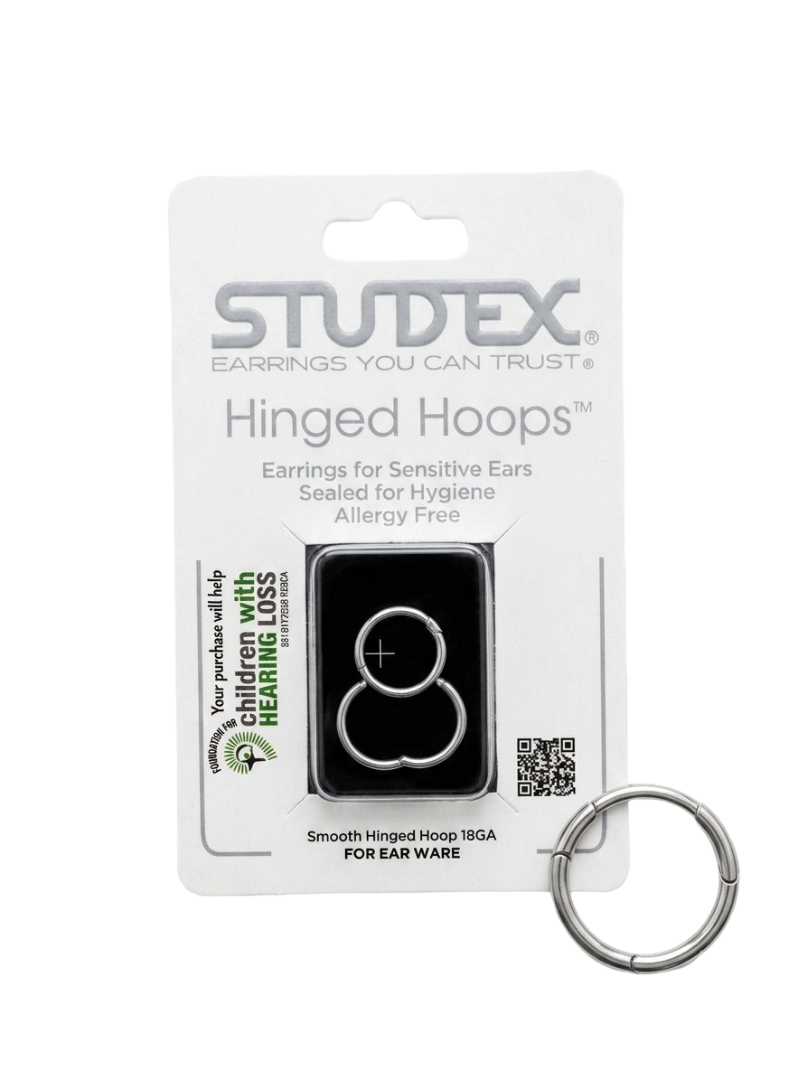 Studex Hinged Hoops™ – 18GA Hypoallergenic Smooth Hoop Earrings