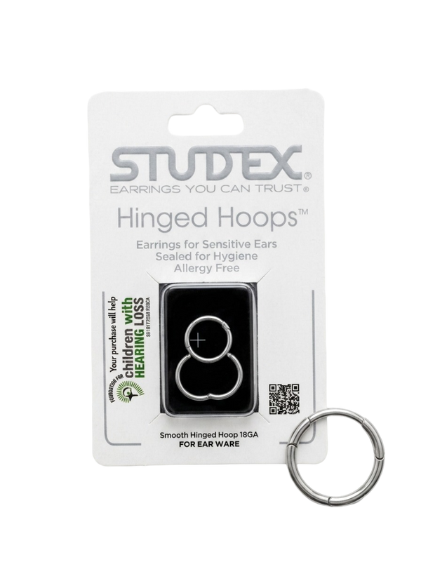 Studex Hinged Hoops™ – 18GA Hypoallergenic Smooth Hoop Earrings