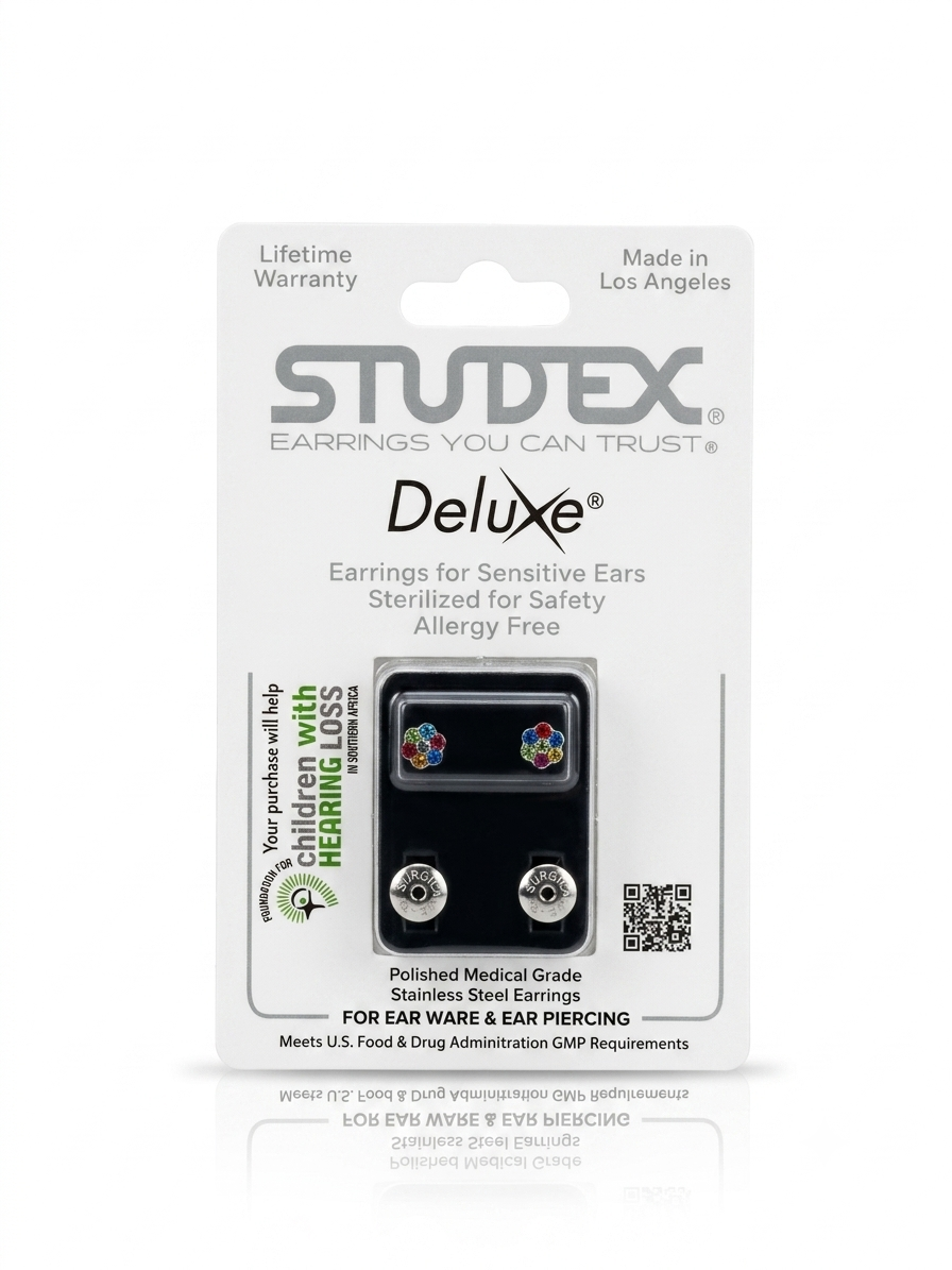 Studex® Deluxe Multi-Color Crystal Flower Stud Earrings – Surgical Stainless Steel