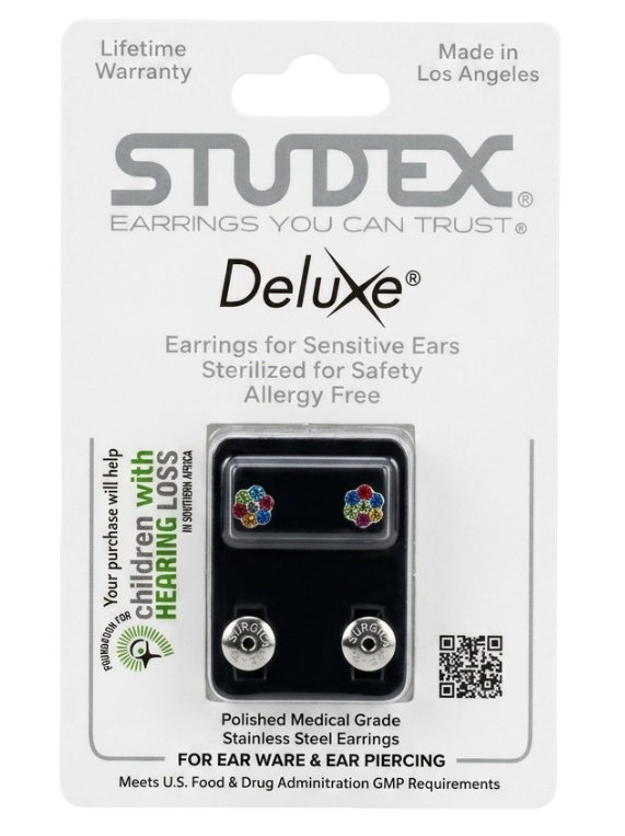 Studex® Deluxe Multi-Color Crystal Flower Stud Earrings – Surgical Stainless Steel