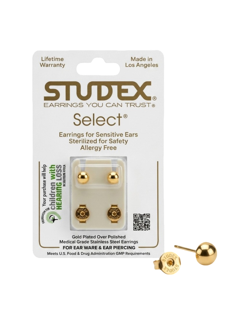 Studex® Select® Gold Plated Medical Grade Stainless Steel Ball Earrings
