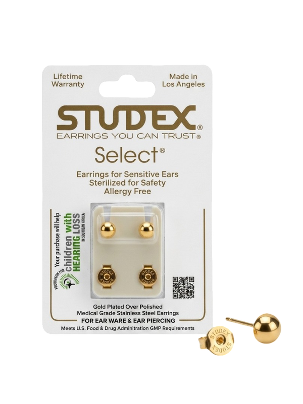 Studex® Select® Gold Plated Medical Grade Stainless Steel Ball Earrings