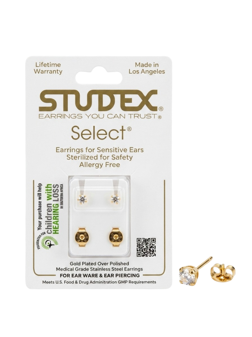 Studex® Select® Gold Plated Medical-Grade Stainless Steel Stud Earrings