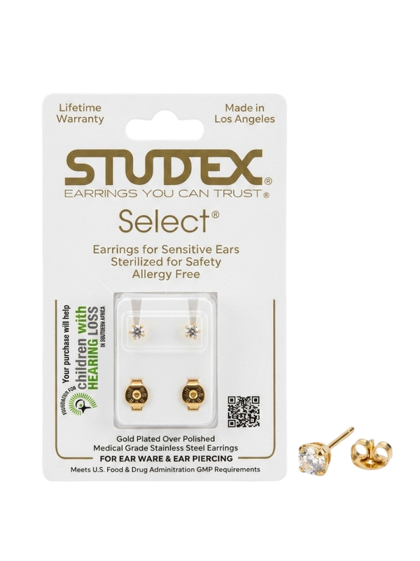 Studex® Select® Gold Plated Medical-Grade Stainless Steel Stud Earrings