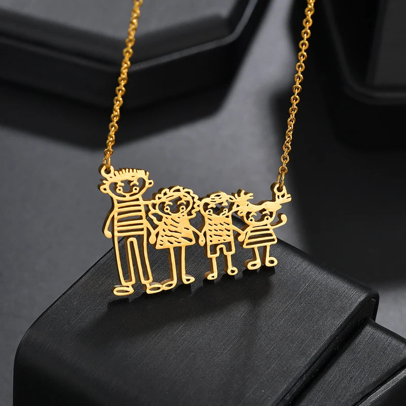 Custom Child’s Drawing Necklace – Your Child's Art in Real Gold & Silver