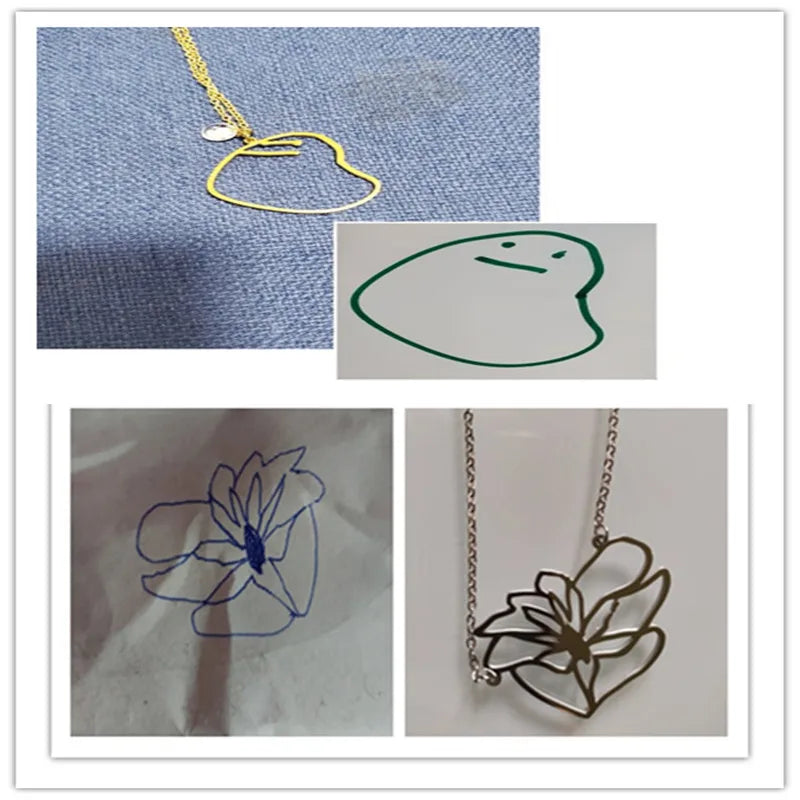 Custom Child’s Drawing Necklace – Your Child's Art in Real Gold & Silver