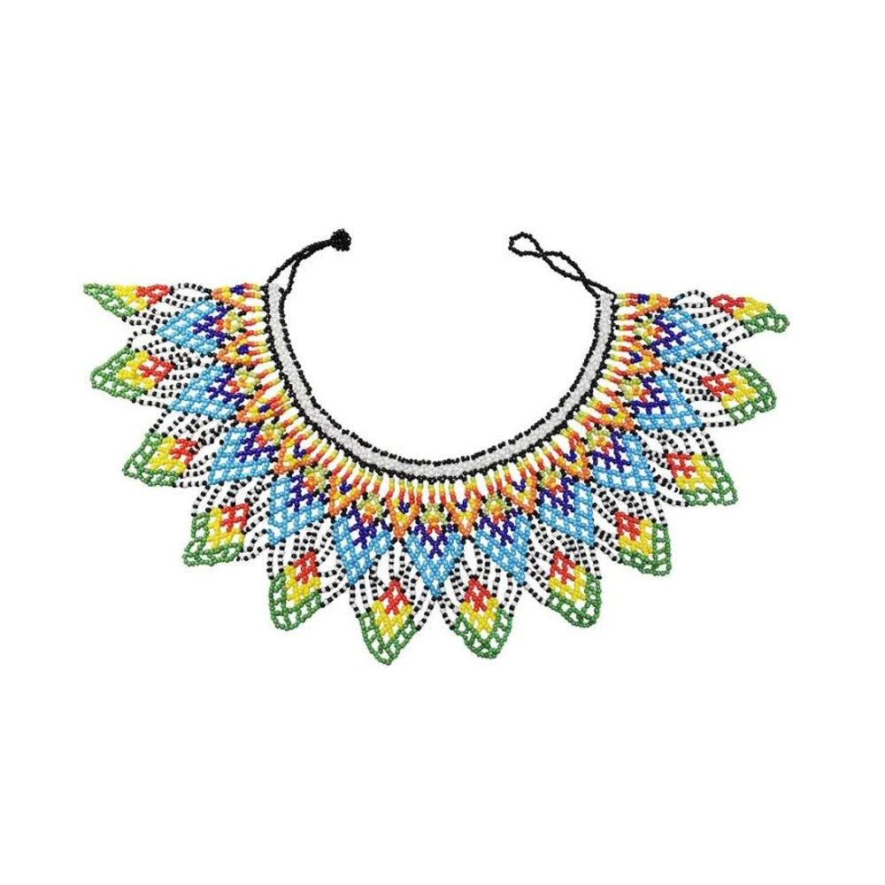 Handcrafted African Beaded Collar Necklace – Vibrant Traditional Zulu Inspired Statement Choker