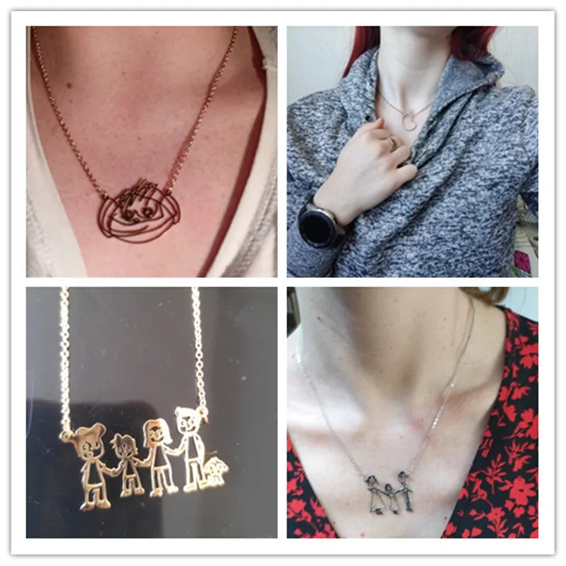 Custom Child’s Drawing Necklace – Your Child's Art in Real Gold & Silver