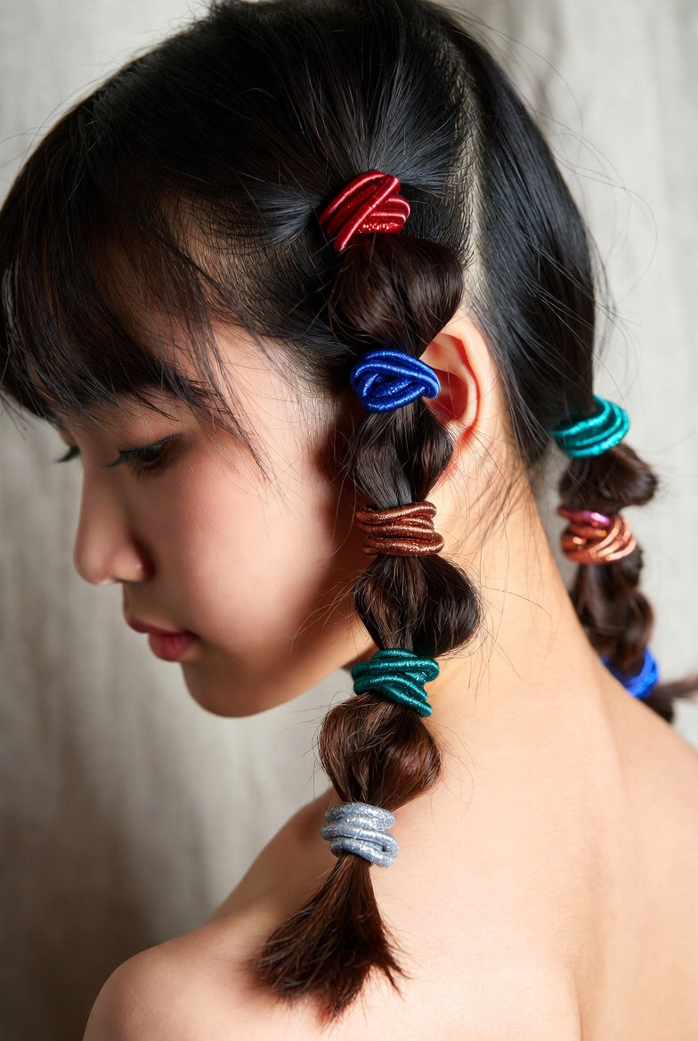 Premium Shimmer Elastic Hair Ties – Multi-Color Seamless Scrunchie Set