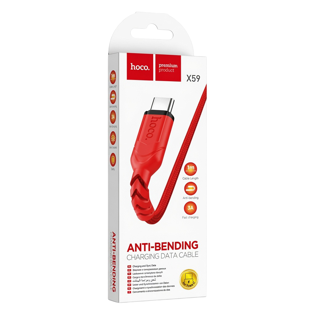 Hoco X59 Anti-Bending Type-C Fast Charging Data Cable (1m)