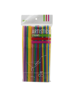 100-Piece Multicolored Flexible Plastic Artistic Straws Set