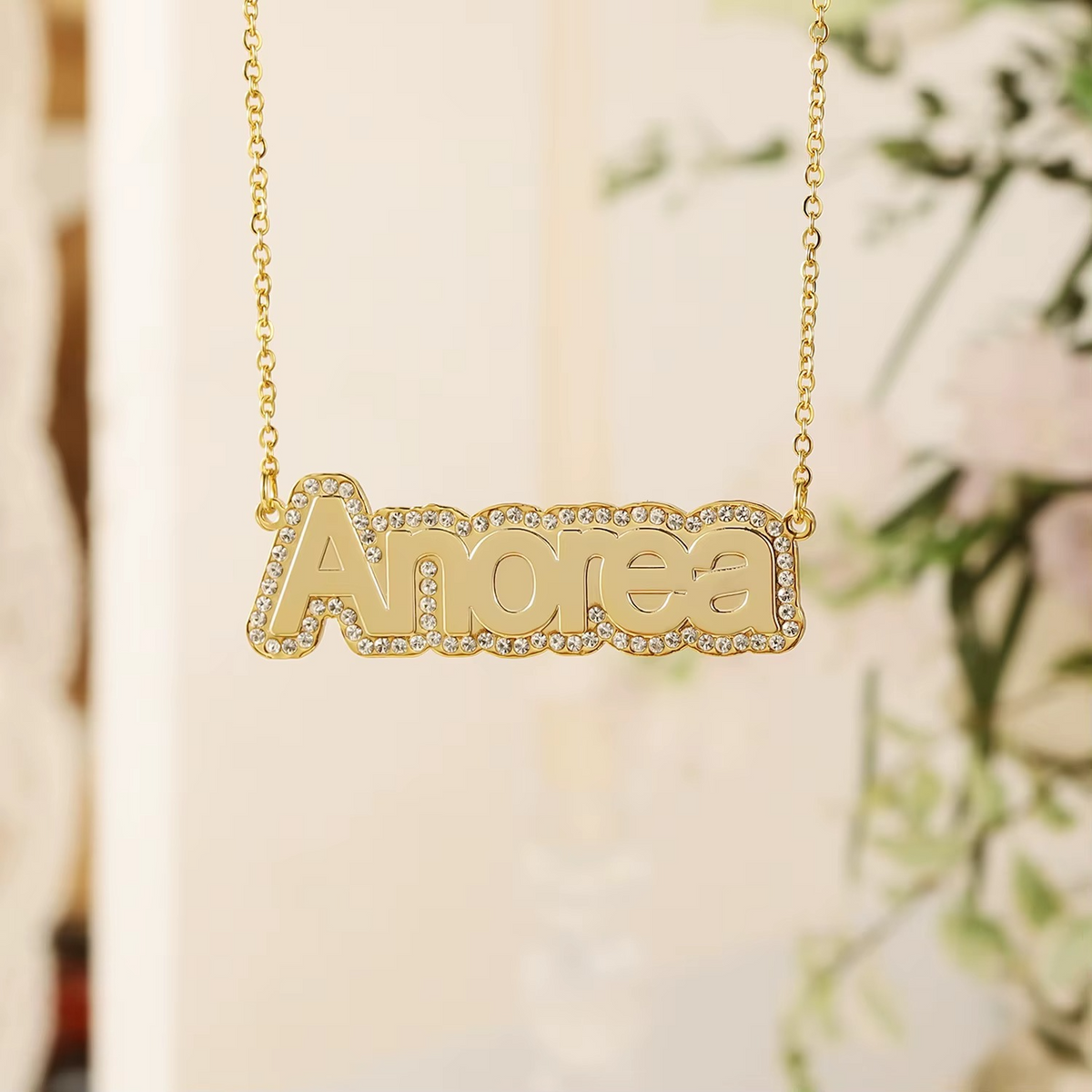 Personalized Crystal Nameplate Necklace