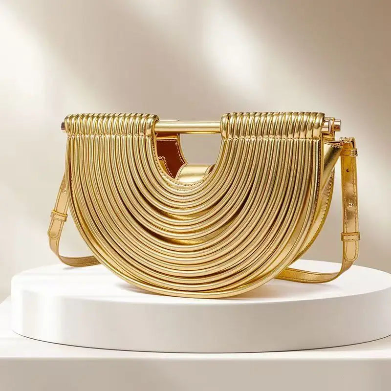 Ruched Half-Moon Handbag – Luxury Avant-Garde Crescent Top-Handle & Crossbody Bag