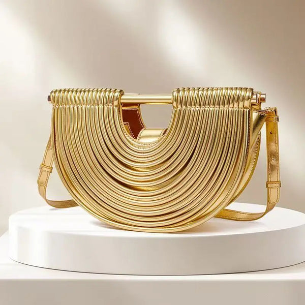 Ruched Half-Moon Handbag – Luxury Avant-Garde Crescent Top-Handle & Crossbody Bag
