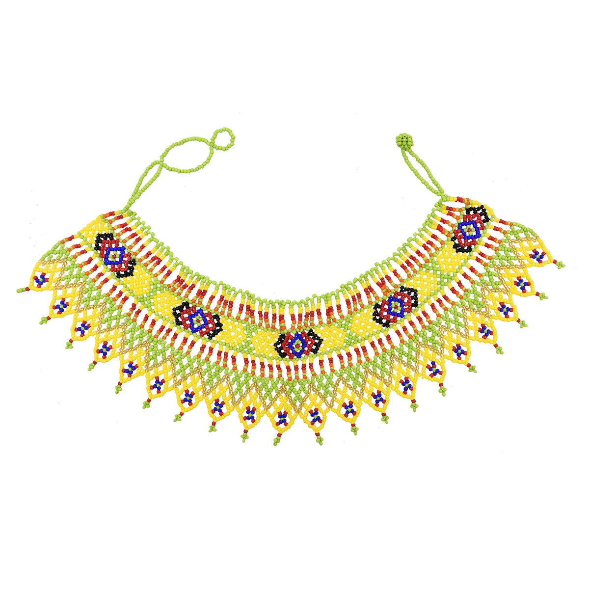 Handcrafted African Beaded Collar Necklace – Vibrant Traditional Zulu Inspired Statement Choker