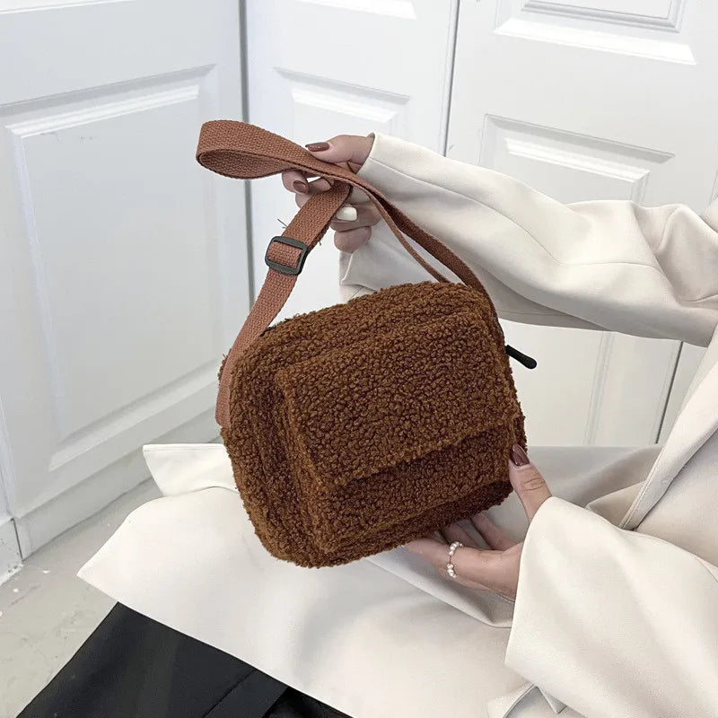 Vintage Corduroy Crossbody Bag Casual Multi-Pocket Shoulder Sling Messenger Bag for Women