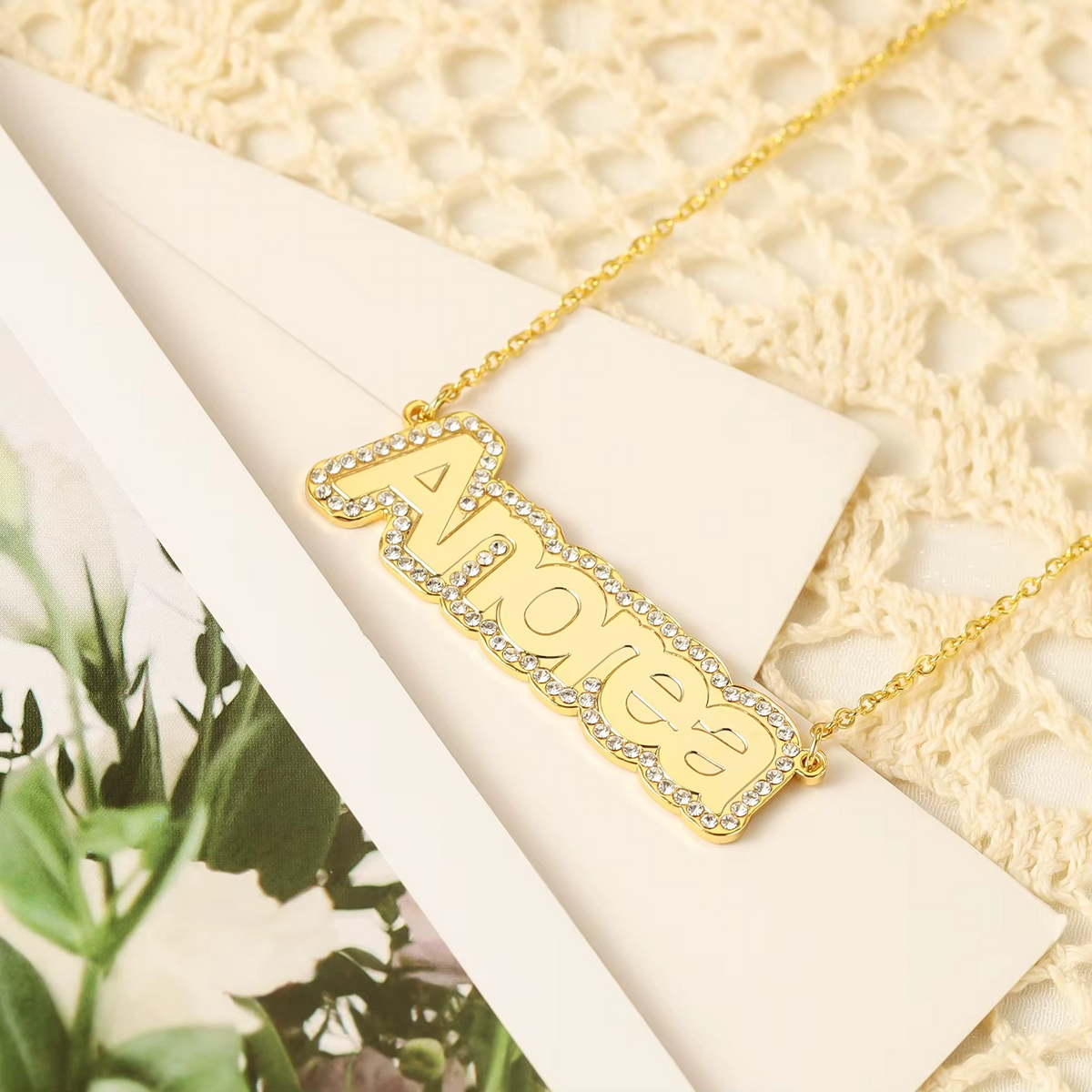 Personalized Crystal Nameplate Necklace