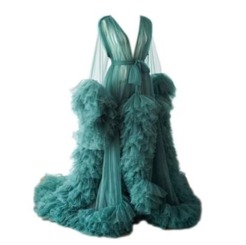Sexy Maternity Star Dresses See Thru Birdal Tulle Robes Customized Color For Photo Shoot Or Baby Shower Plus Size Bathrobe Gowns