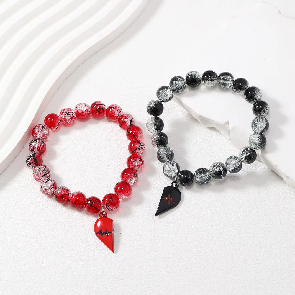 Magnetic Heartbeat Couples Distance Bracelets – 2-Piece Set