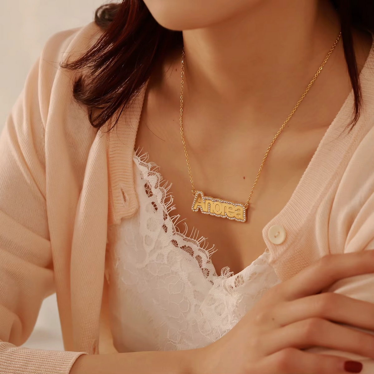 Personalized Crystal Nameplate Necklace