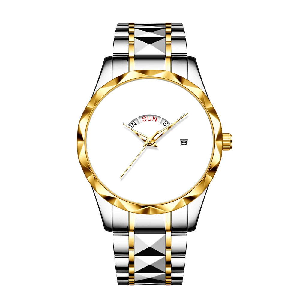 Luxury Two-Tone Stainless Steel Women's Quartz Watch – Custom Photo Dial with Day/Date Display