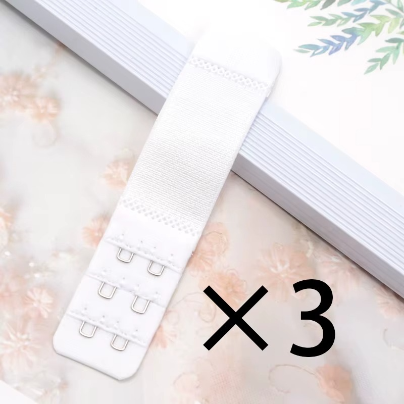 3-Pack Elastic Bra Extenders 2-Hook Comfort Strap Extension Set