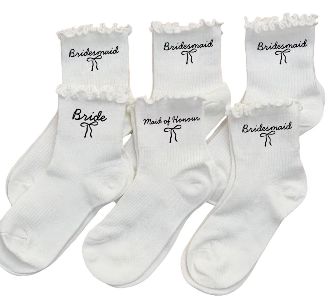 Bridal Party Ruffle Socks Set - Bride, Maid of Honour & Bridesmaids