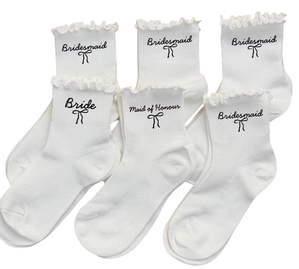Bridal Party Ruffle Socks Set - Bride, Maid of Honour & Bridesmaids