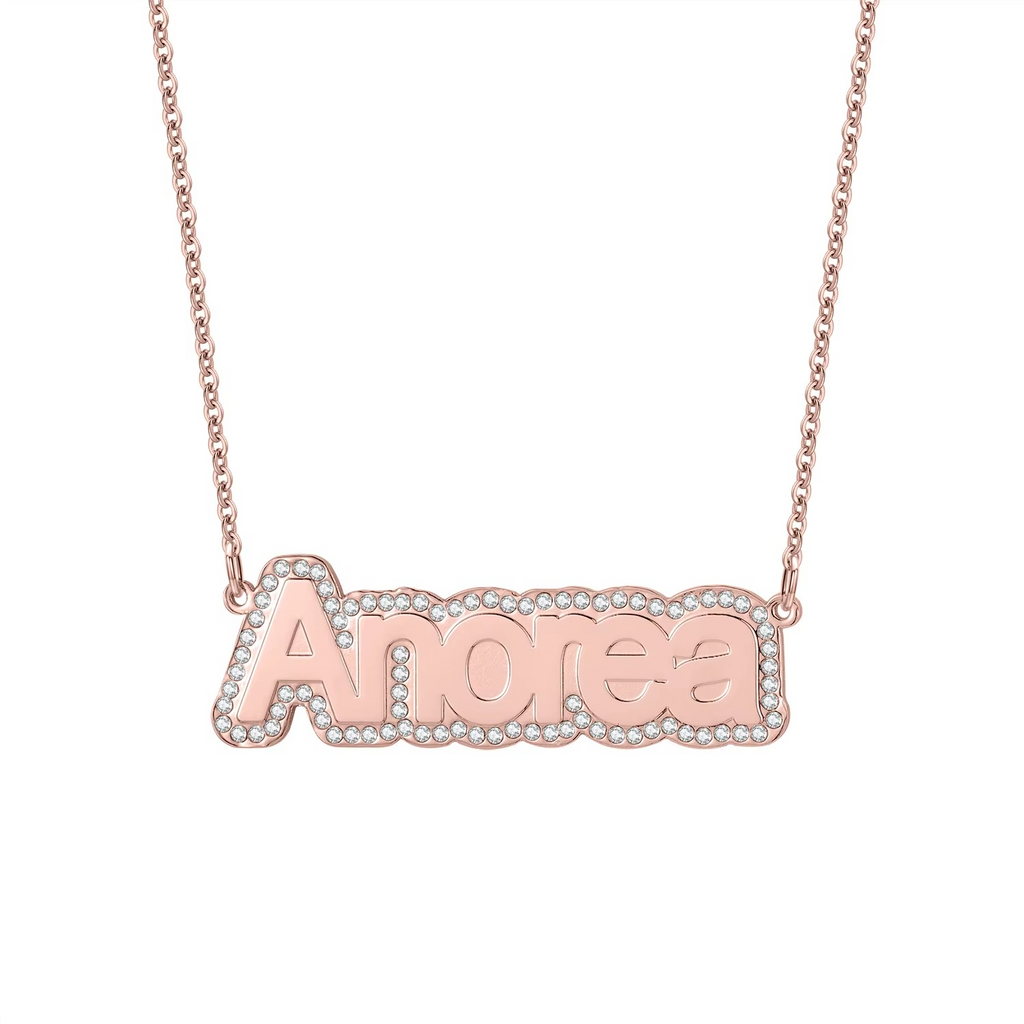 Personalized Crystal Nameplate Necklace