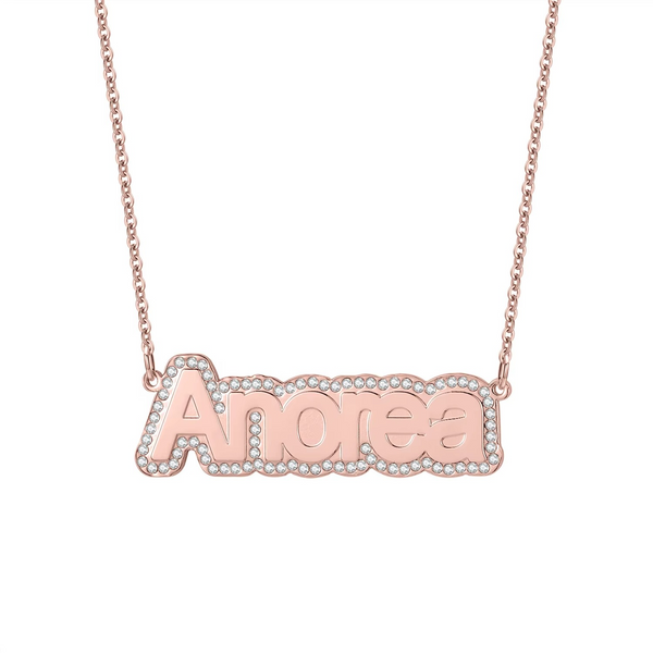 Personalized Crystal Nameplate Necklace