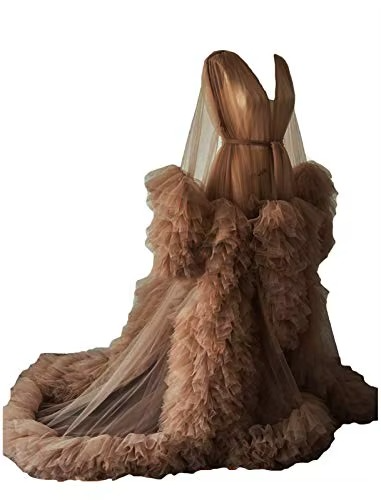 Sexy Maternity Star Dresses See Thru Birdal Tulle Robes Customized Color For Photo Shoot Or Baby Shower Plus Size Bathrobe Gowns