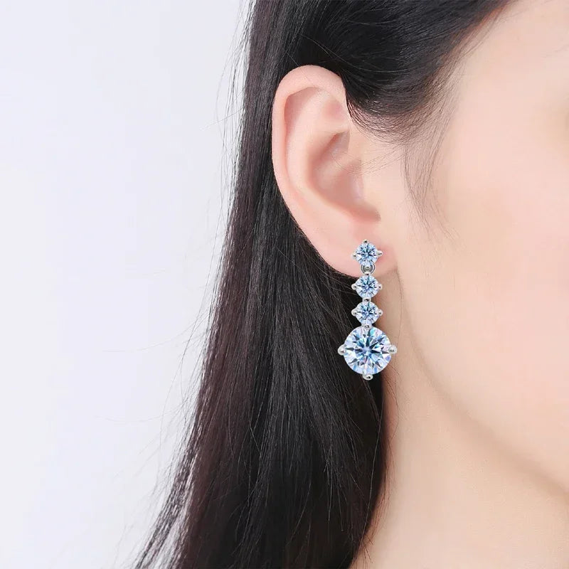 Luxurious 2.6CT Total Moissanite Drop Earrings in 925 Sterling Silver