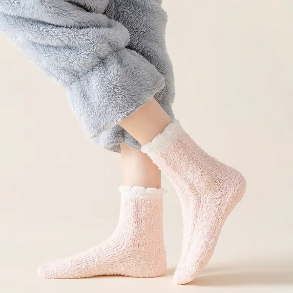 Ultra-Plush Fleece Microfiber Bed Socks – 4-Pack Cozy Warm Winter Slipper Socks with Sherpa Trim