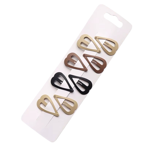 8-Piece Neutral Color Styling Set Premium Matte Heart Snap Hair Clips