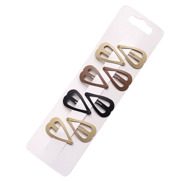 8-Piece Neutral Color Styling Set Premium Matte Heart Snap Hair Clips