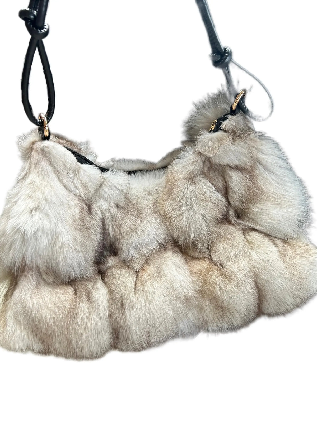 Luxury Faux Fur Color-Block Shoulder Bag – Plush Underarm Handbag with Sleek Leather Strap