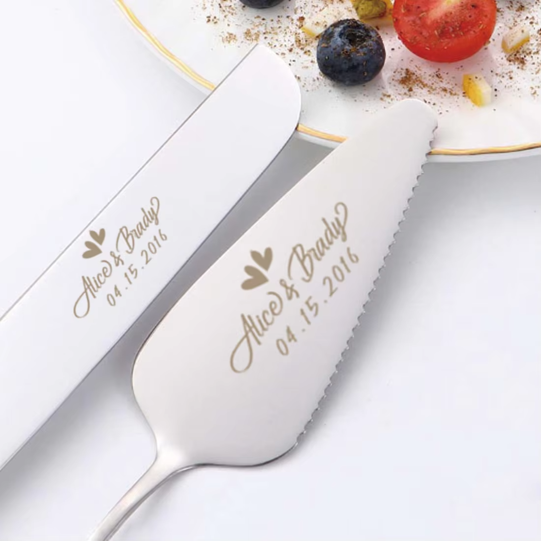 Personalized Wedding Cake Knife and Server Set