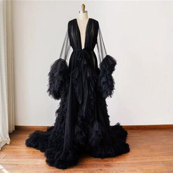 Sexy Maternity Star Dresses See Thru Birdal Tulle Robes Customized Color For Photo Shoot Or Baby Shower Plus Size Bathrobe Gowns