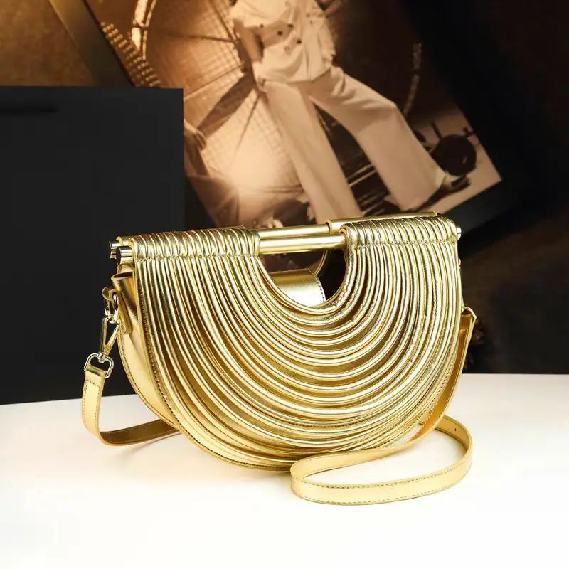 Ruched Half-Moon Handbag – Luxury Avant-Garde Crescent Top-Handle & Crossbody Bag