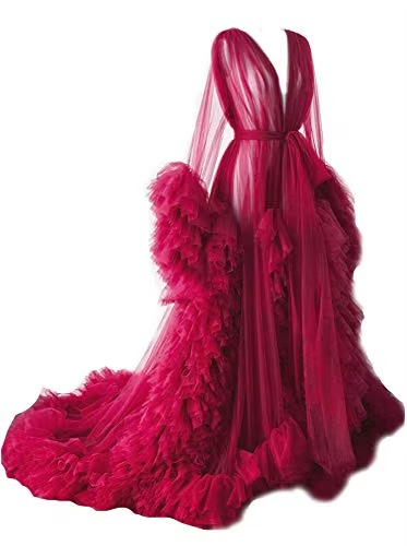 Sexy Maternity Star Dresses See Thru Birdal Tulle Robes Customized Color For Photo Shoot Or Baby Shower Plus Size Bathrobe Gowns