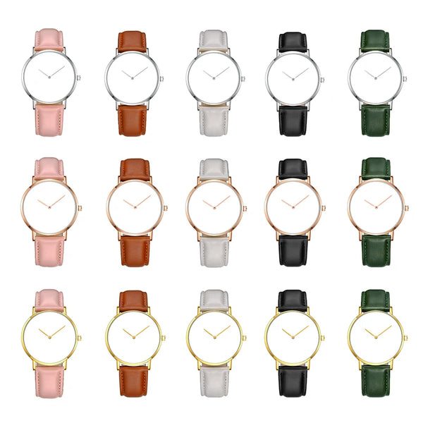 Personalized Photo Men's Quartz Watch – Custom Genuine Leather Strap Wristwatch with Gold Bezel