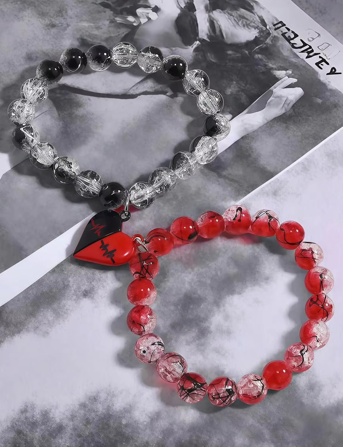 Magnetic Heartbeat Couples Distance Bracelets – 2-Piece Set