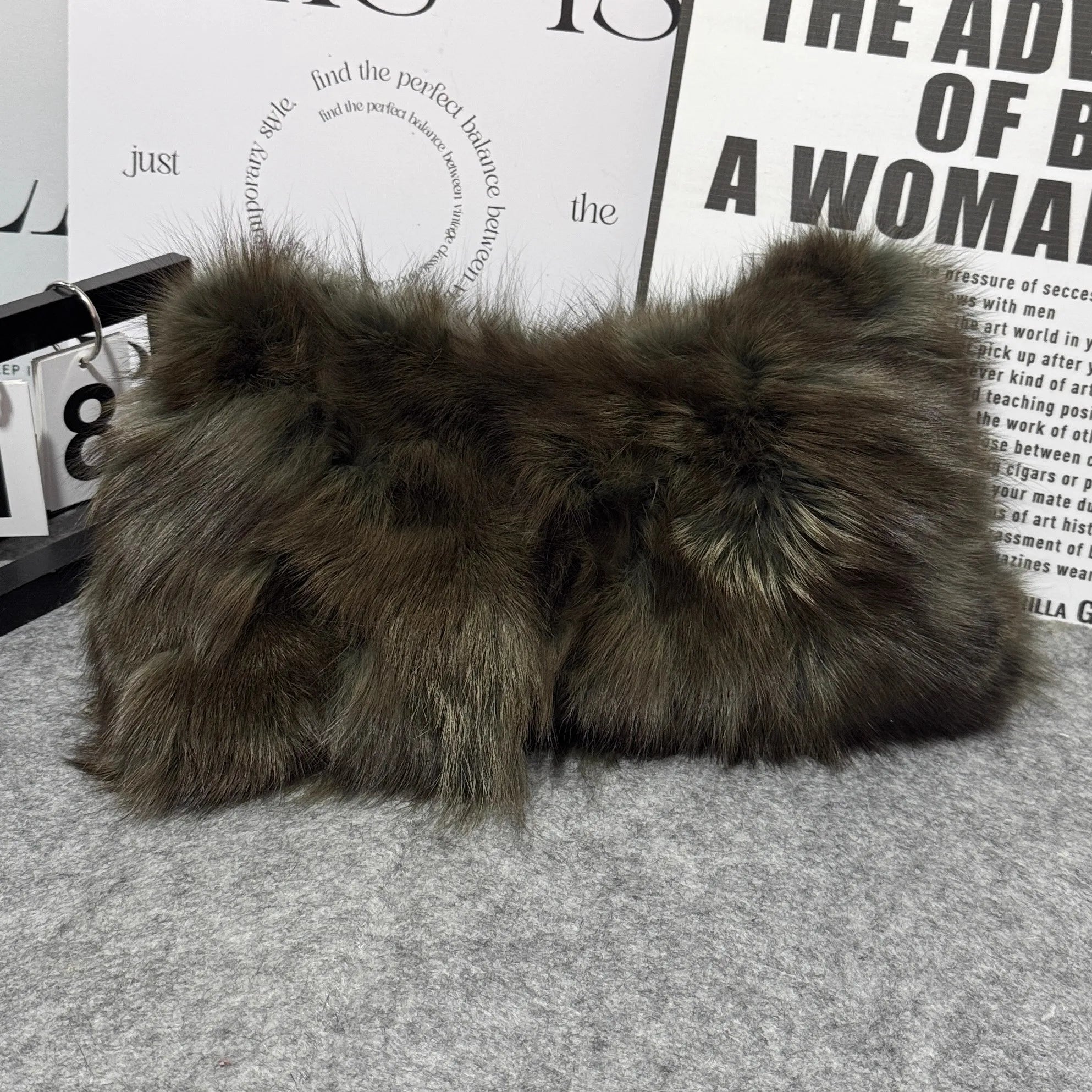 Luxury Faux Fur Color-Block Shoulder Bag – Plush Underarm Handbag with Sleek Leather Strap